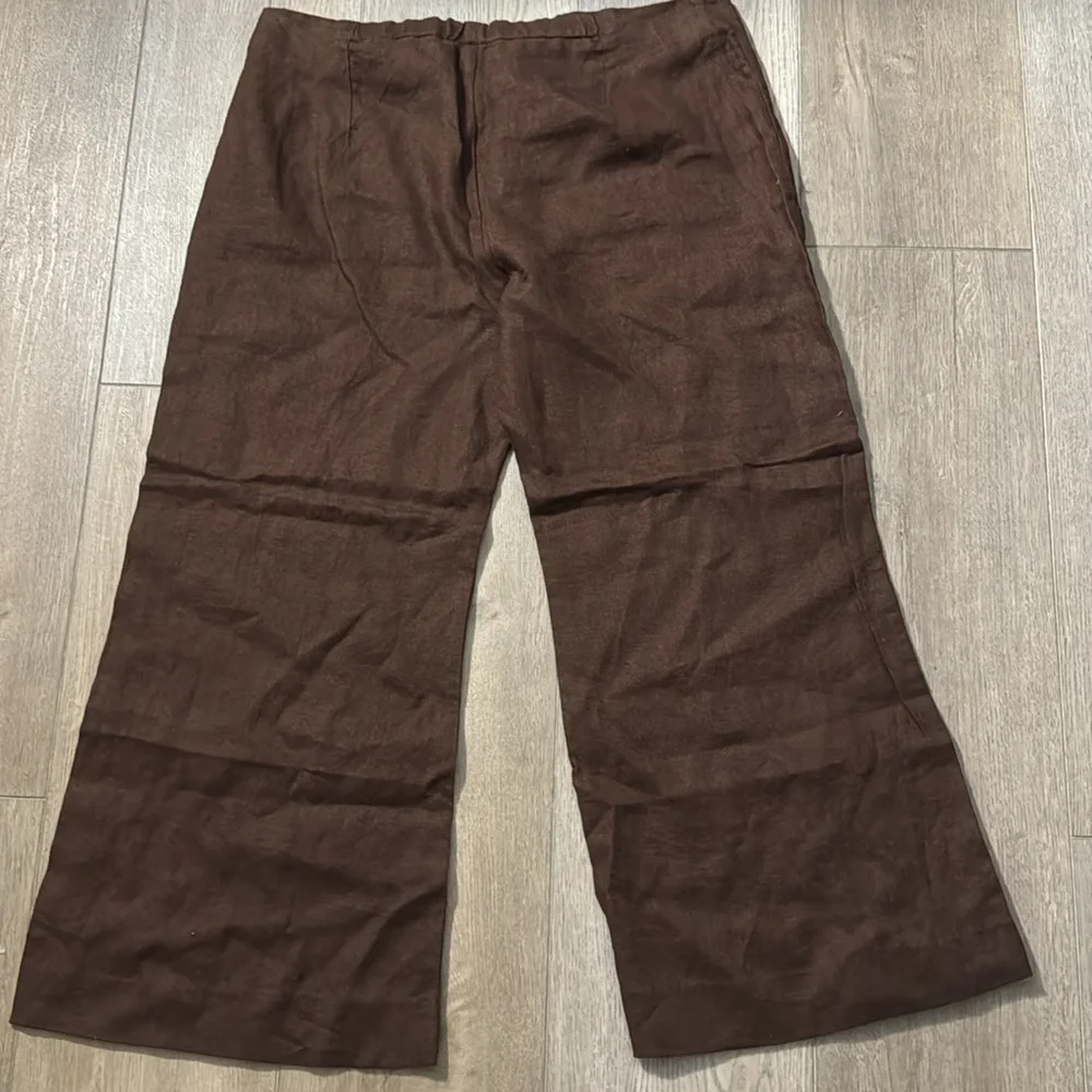 NWT! Banana Republic Espresso Brown Mid-Rise Kick-Flare Linen Ankle Pant 🩶